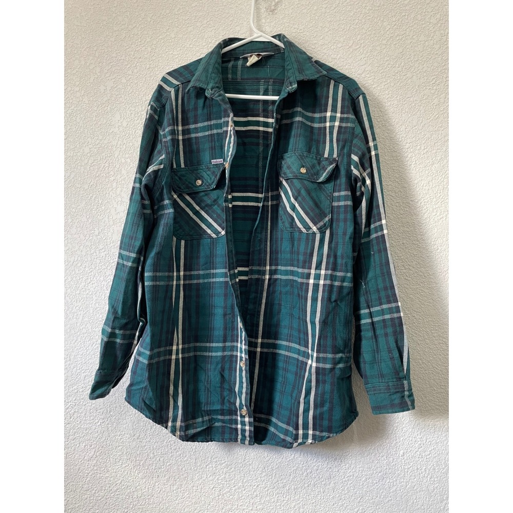 Carhartt Men's Green Plaid Long Sleeve Flannel Shirt Rugged Outdoor Wear M